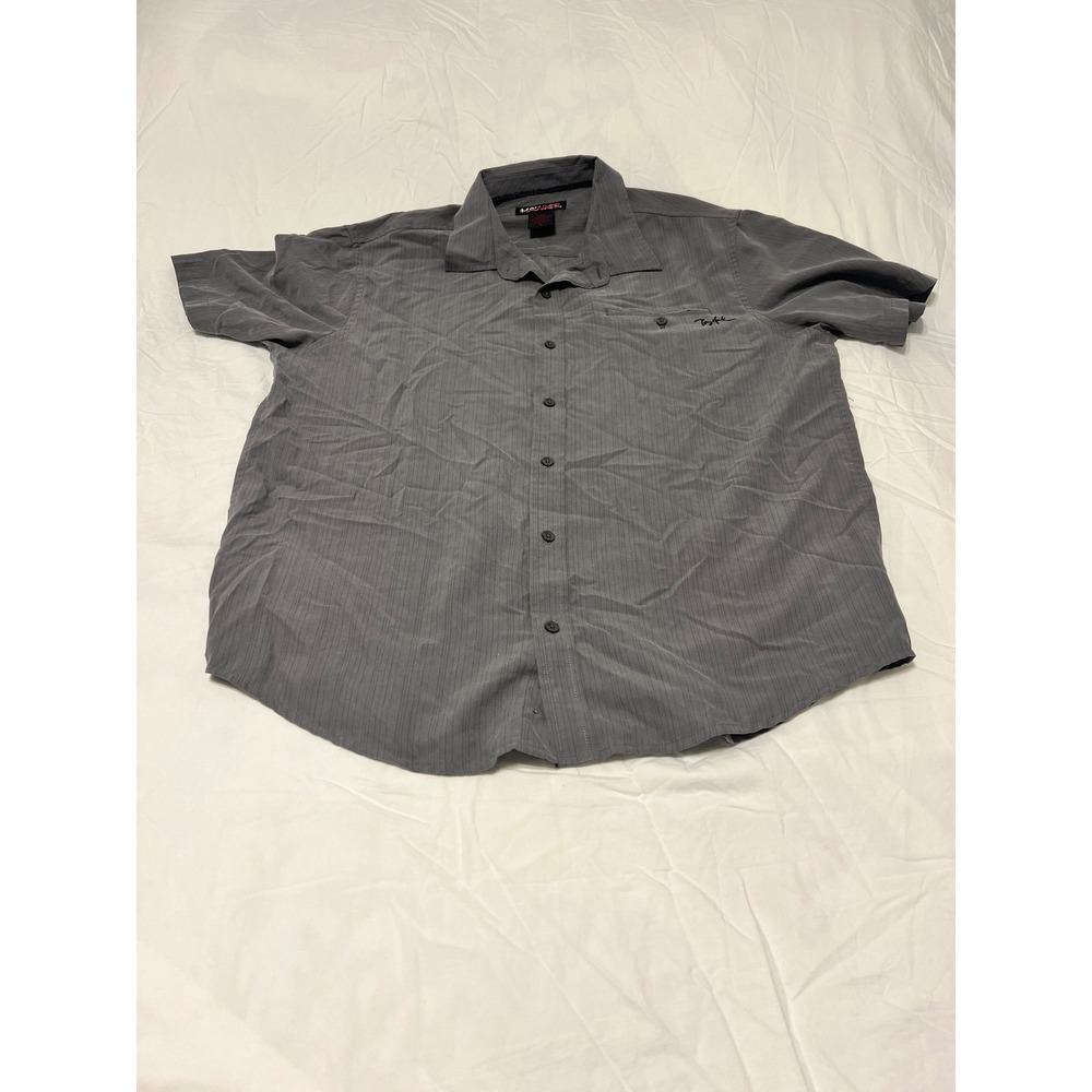 Tony Hawk Mens XL Gray Pinstripe Short Sleeve Button Up Shirt Skater Casual